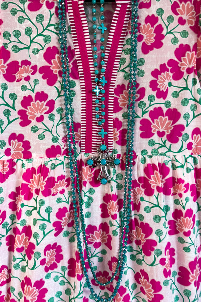 Floral Embrace Maxi Dress - Pink - 100% COTTON