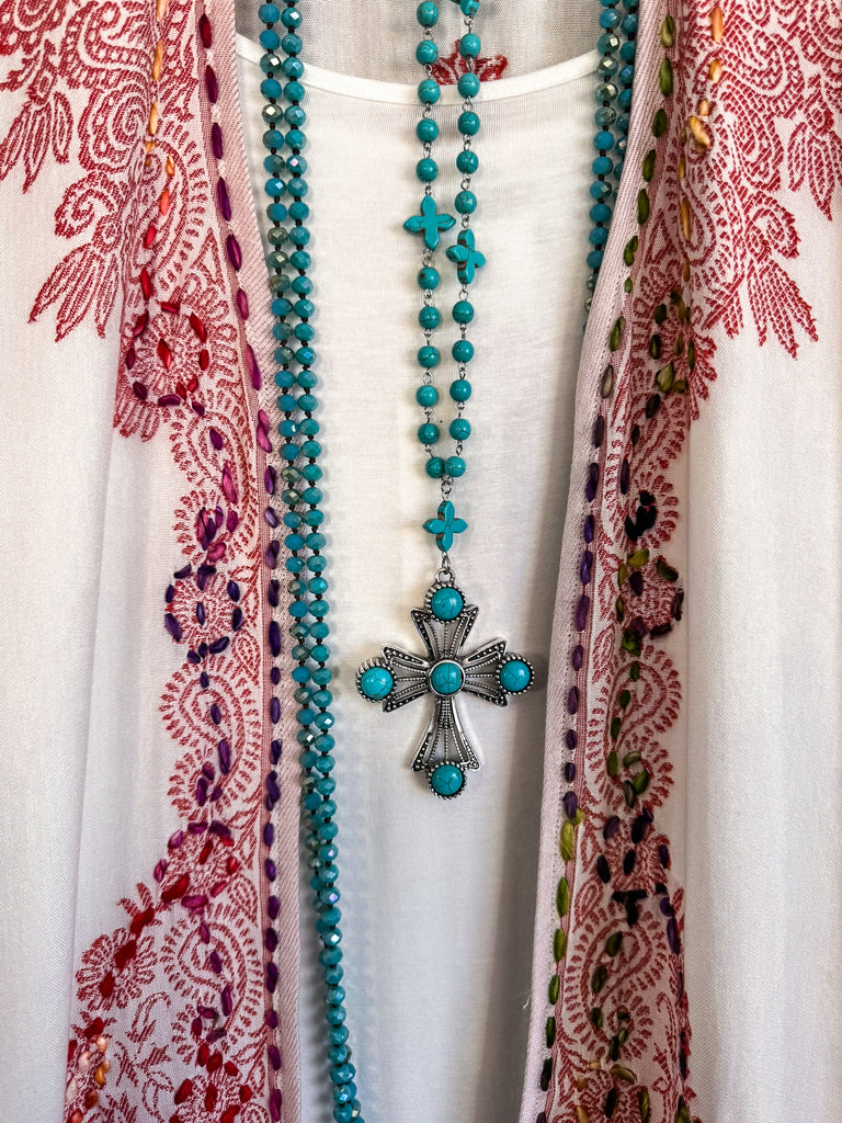 Imagination At Best Kimono - White/Watermelon - SALE