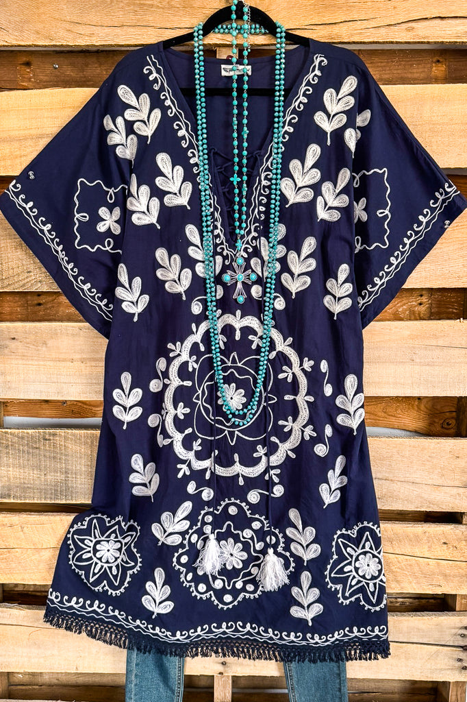 AHB EXCLUSIVE: Condition Of My Heart Oversized Dress - Navy - 100% COTTON