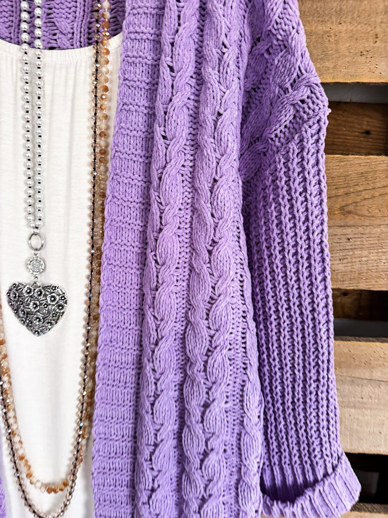 Cozy Haven Cardigan - Lilac