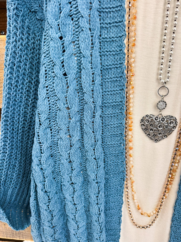 Cozy Haven Cardigan - Dusty Blue