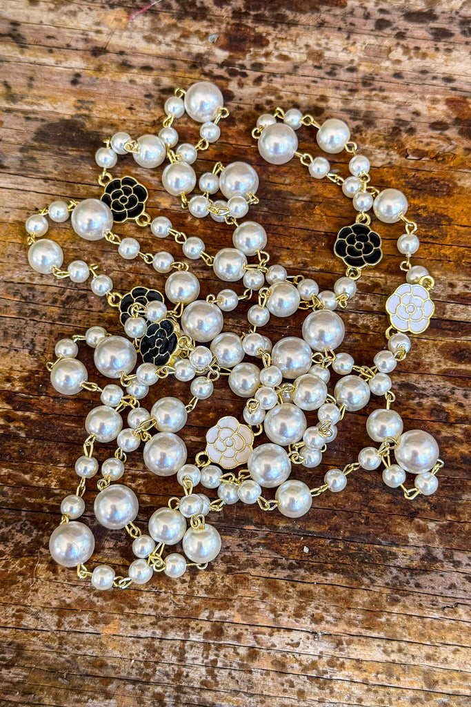 Double Layer Chain Necklace - White/Black Gold