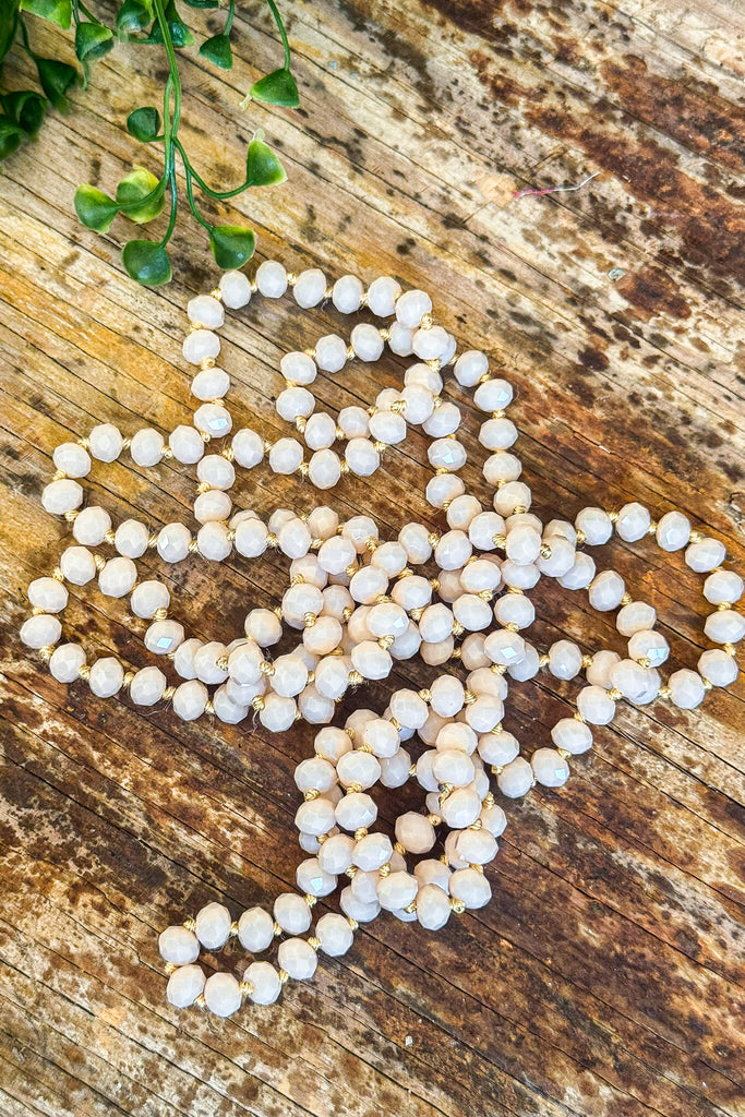 Long Beaded Necklace - WHT