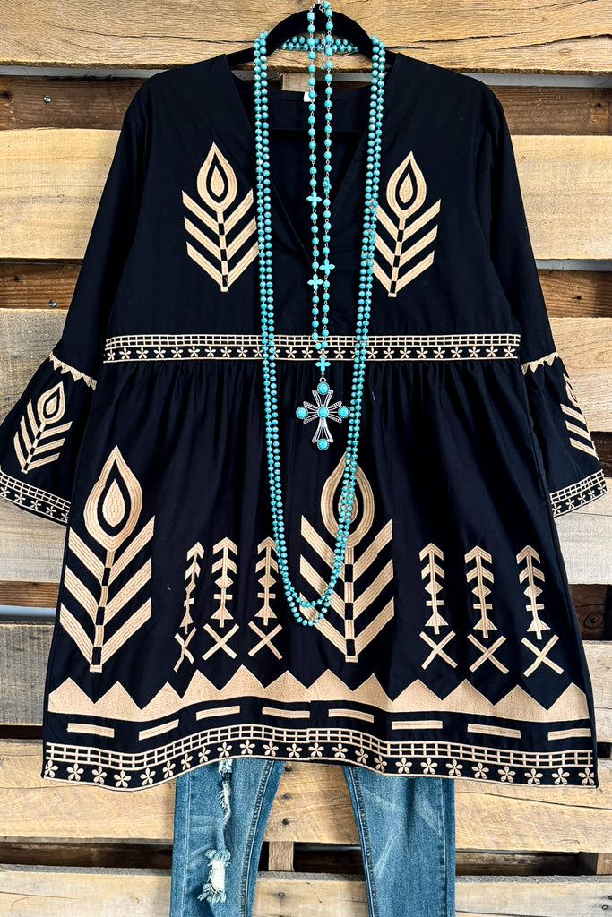 With The Wind Tunic/Dress - Black -100% COTTON