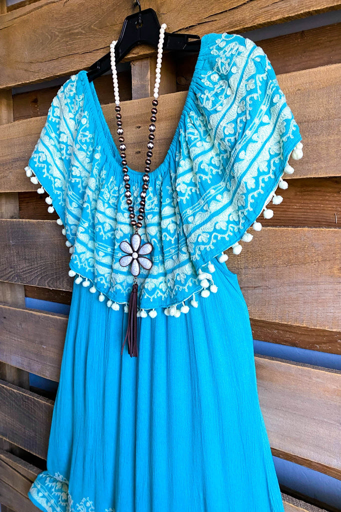 AHB EXCLUSIVE: Havana Nights Dress - Turquoise/Cream - SALE