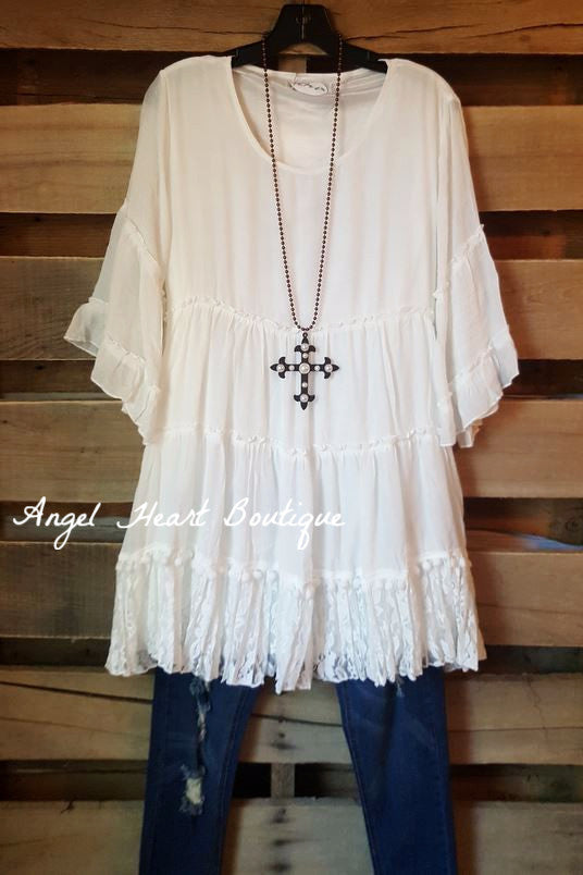 Like A Dream To Me Tunic - White - Sassybling - Tunic - Angel Heart Boutique  - 2