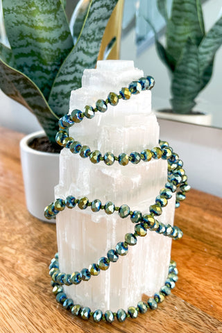 Long Beaded Necklace - Blue
