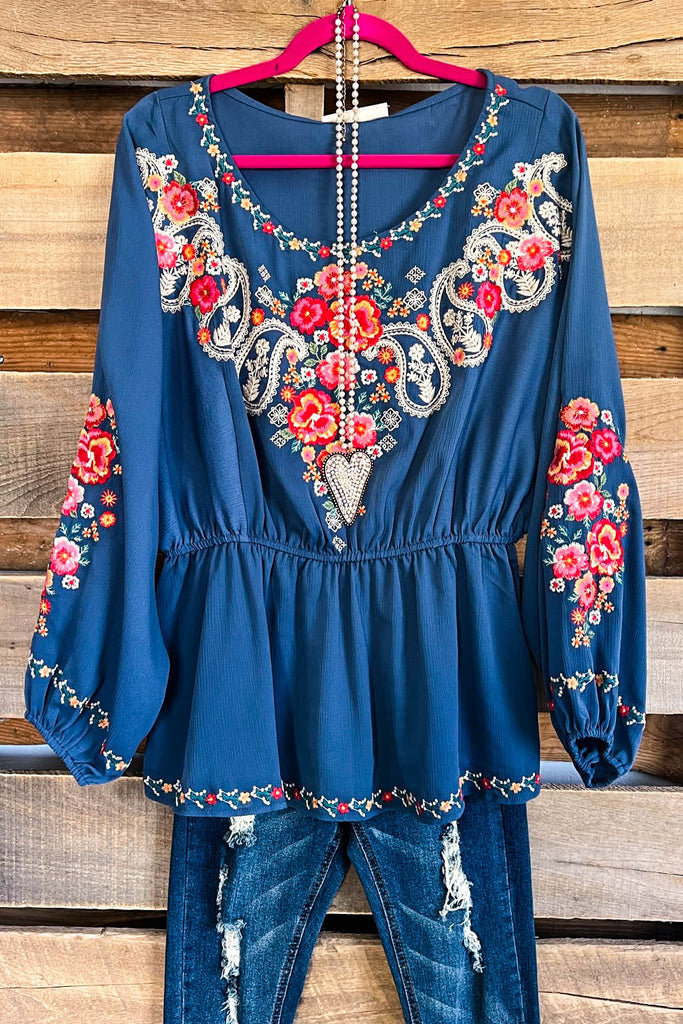 AHB EXCLUSIVE: Dashing With Zeal Blouse - Midnight Blue - SALE