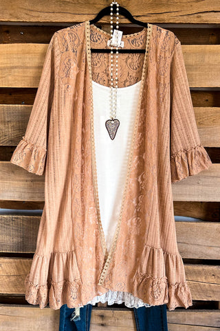AHB EXCLUSIVE: Embracing Love Lace Cardigan - Beige/Leopard Rose