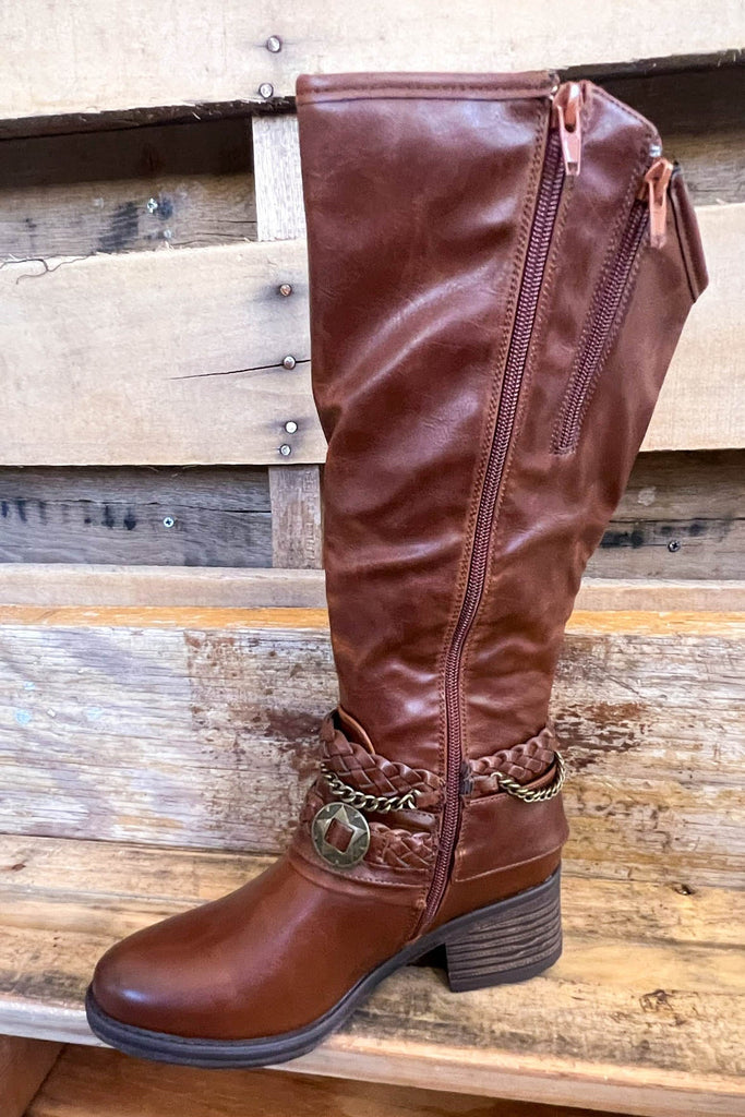 Pleasant Voyage Adjustable Calf Boots - Cognac - SALE (SIZE 8)