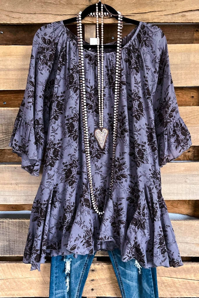 Your Love Awakens Me Tunic - Dark Gray