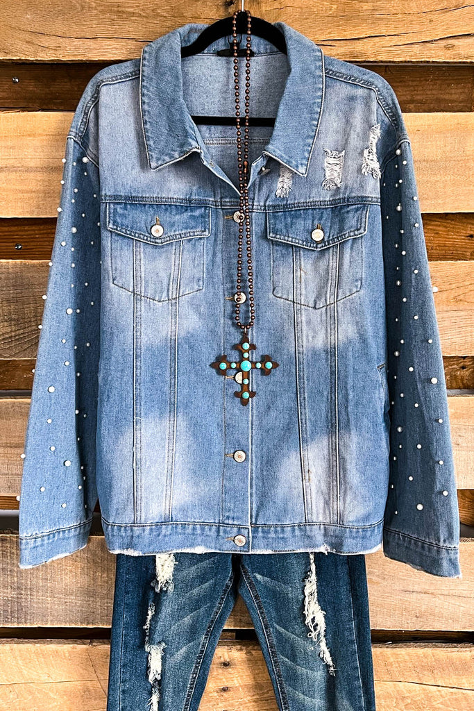 Denim & Pearls Jean Jacket - 100% COTTON - SALE