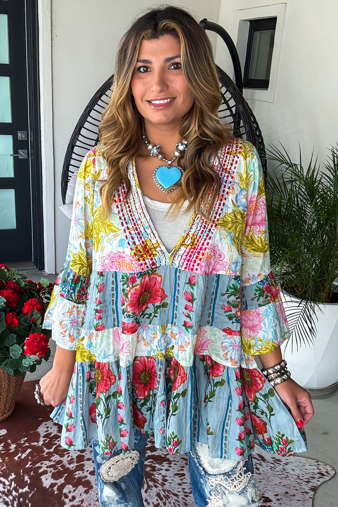 Seabreeze Shell Dress - 100% Cotton - Cream/Jade
