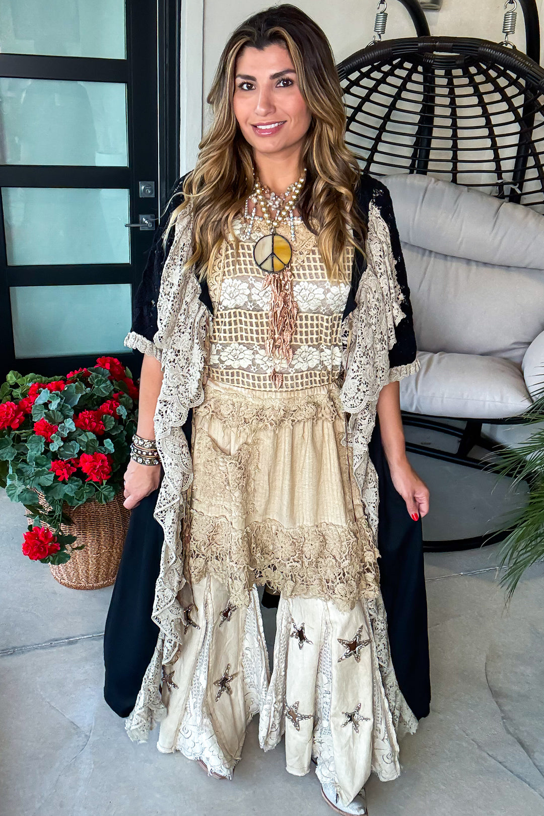 Echo in Lace Duster - Black - 100% Cotton