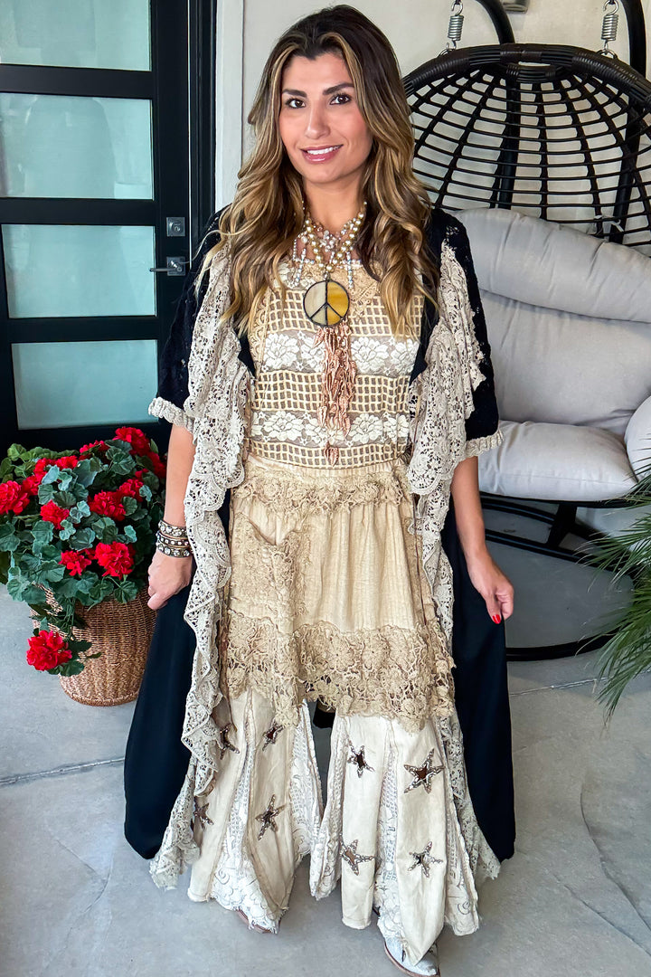 Echo in Lace Duster - Black - 100% Cotton