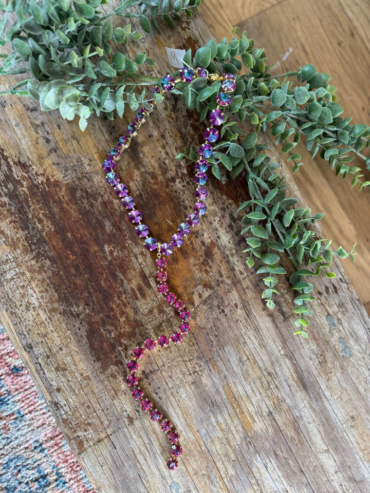 WAFA Crystal Necklace - Lariat 18" Necklace - volcano