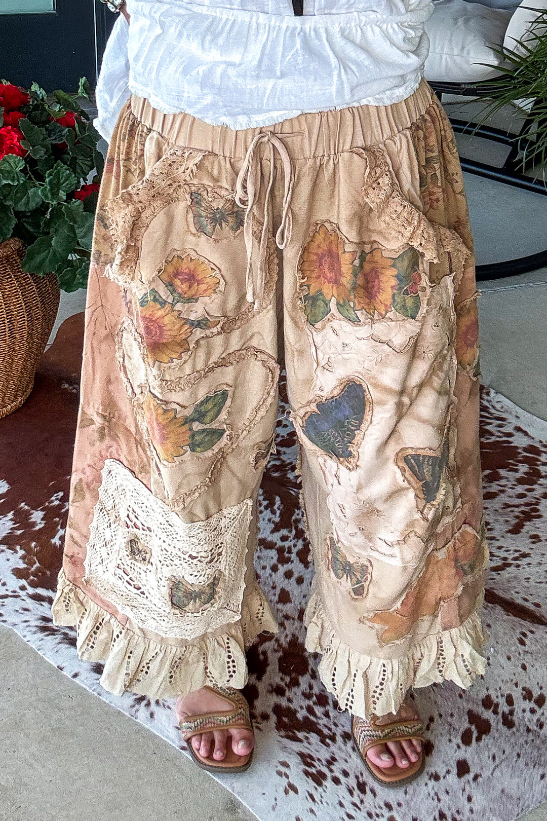 Floral Meadows Exclusive Cotton Crochet Pants - 100% Cotton