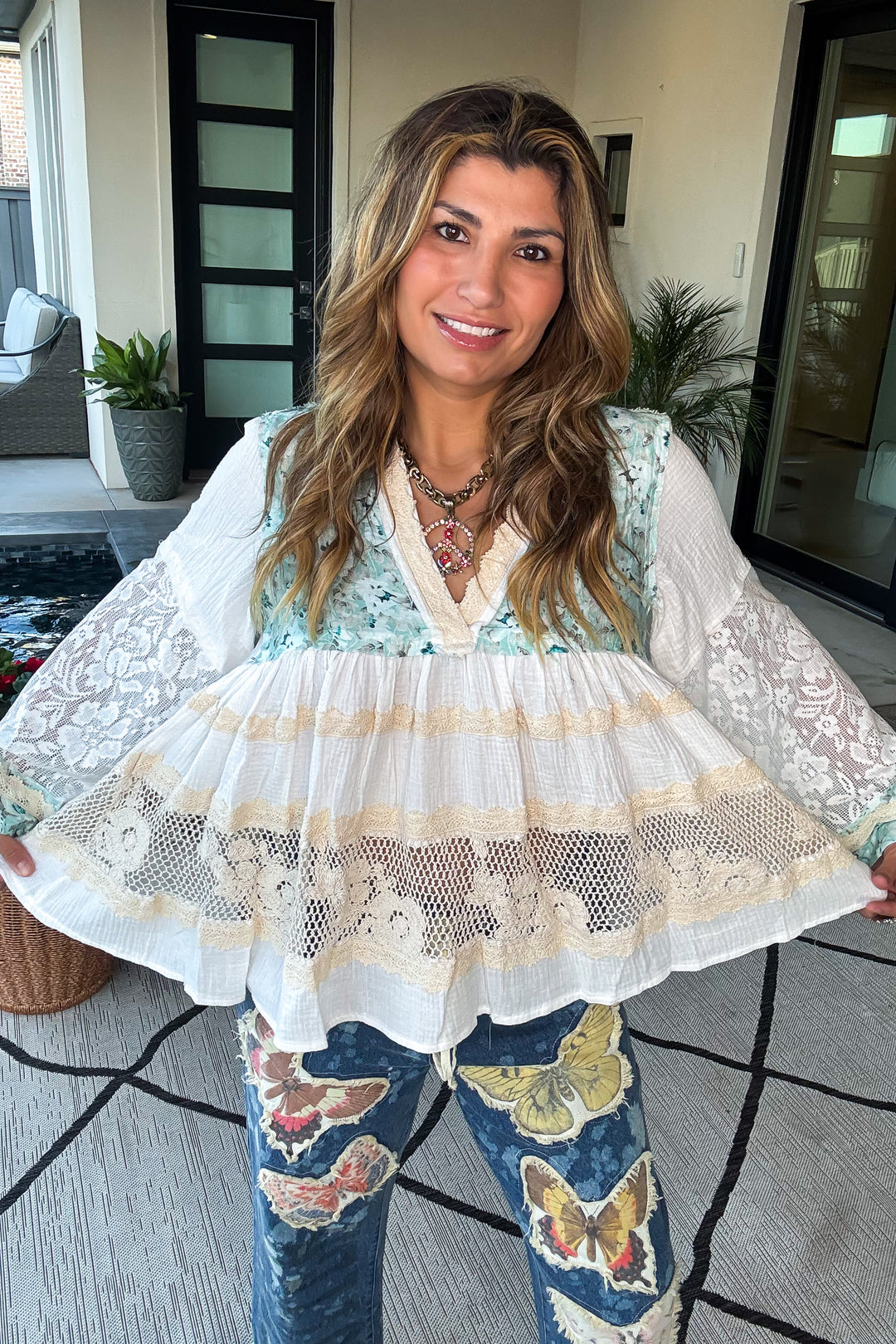 Rosewater Bloom Top - 100%Cotton - Off White