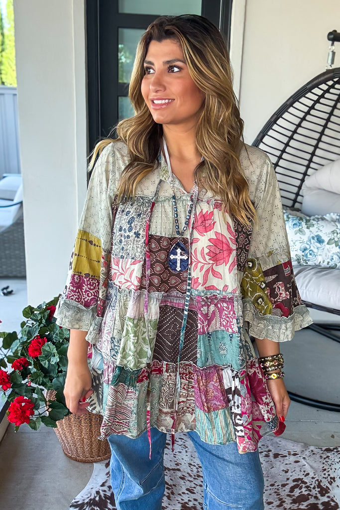 Modern Elegance Tunic - 100% Cotton - Sage