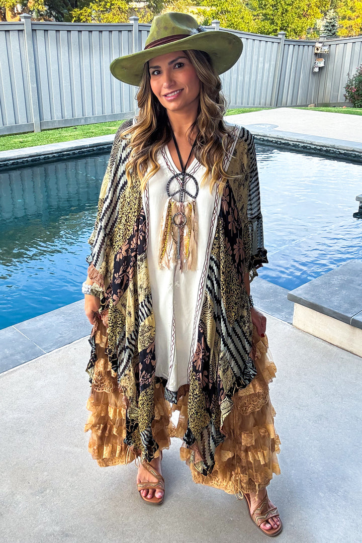 Skipping Songs Oversized Poncho - Pearl