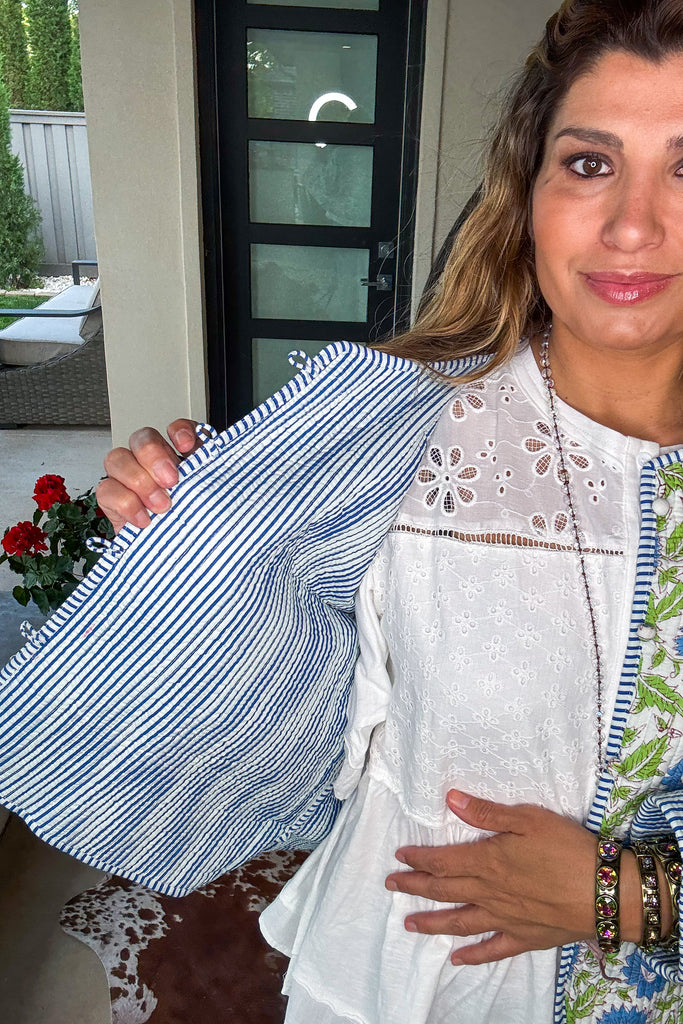 Handmade: Bluebell Garden Reversible Quilt Jacket - 100% Cotton