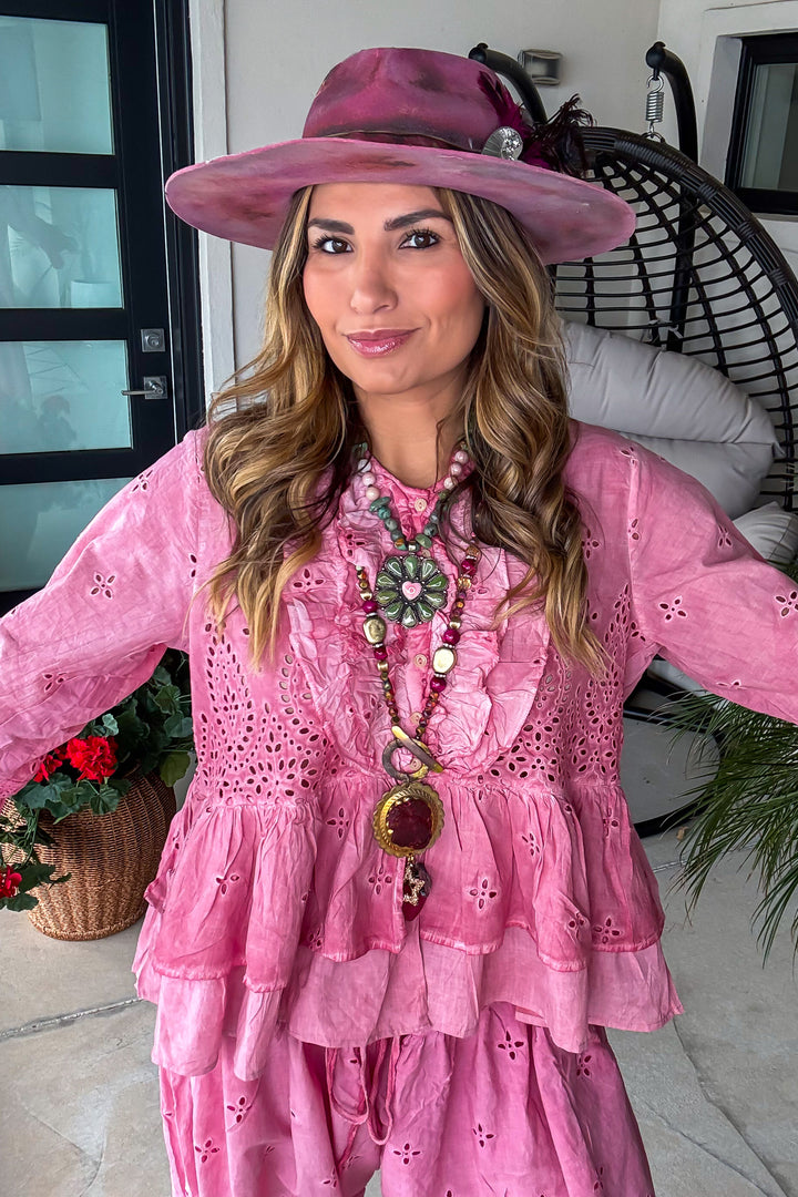 Heirloom Eyelet Top - Petal Pink - House of Jaded Gypsy Exclusive
