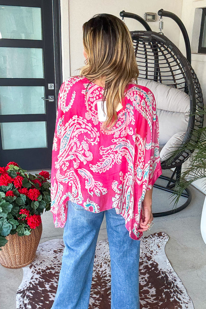 Paisley Palace Silk Top -  Pink - Made in Italy