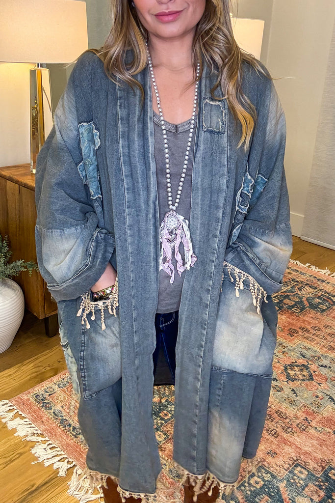 Vintage Classic Oversized Cardigan - Denim
