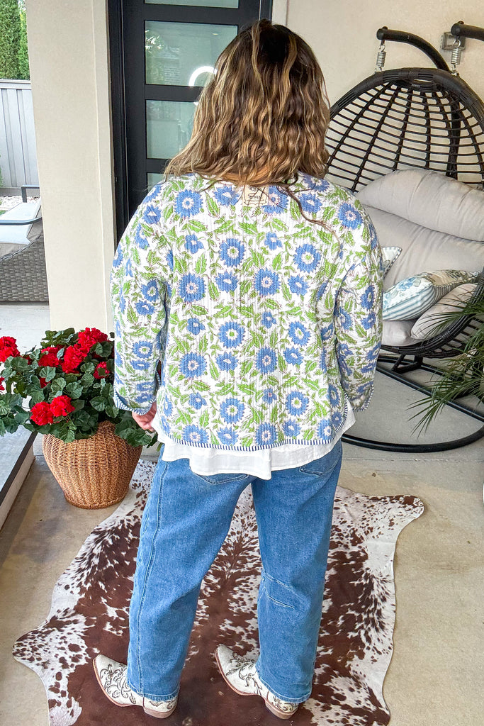 Handmade: Bluebell Garden Reversible Quilt Jacket - 100% Cotton