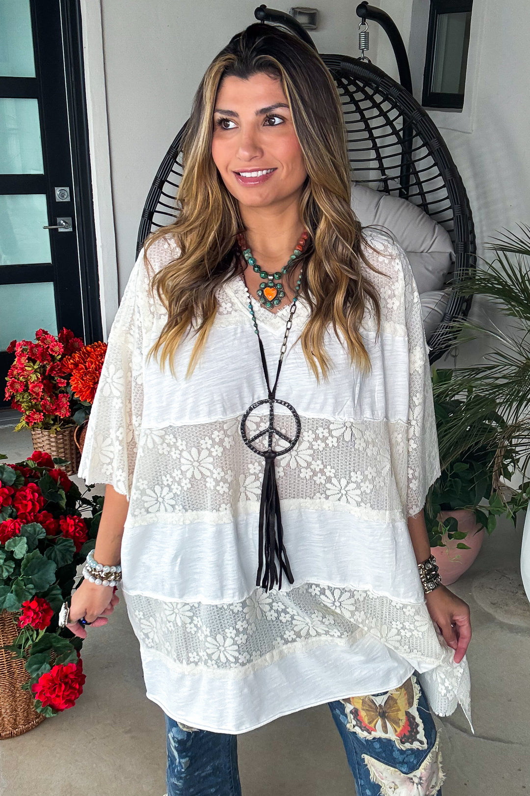 Moonwashed Lace Oversized Tunic - 100% Cotton - Off White
