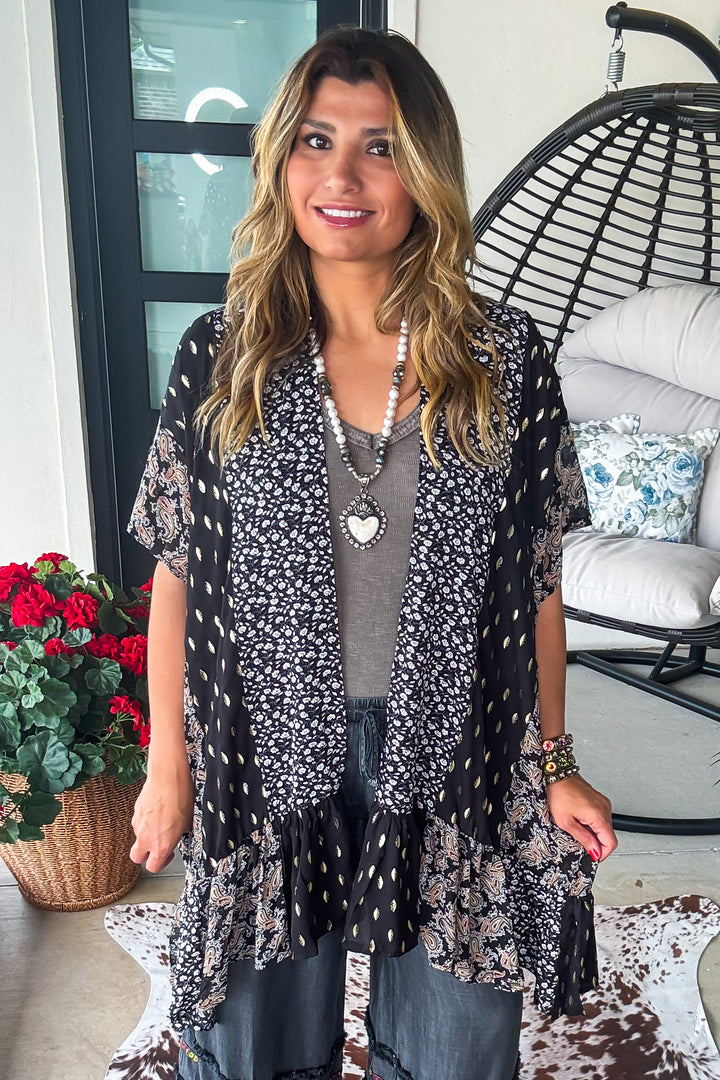 Sheer Love Oversized Kimono - Black Mix