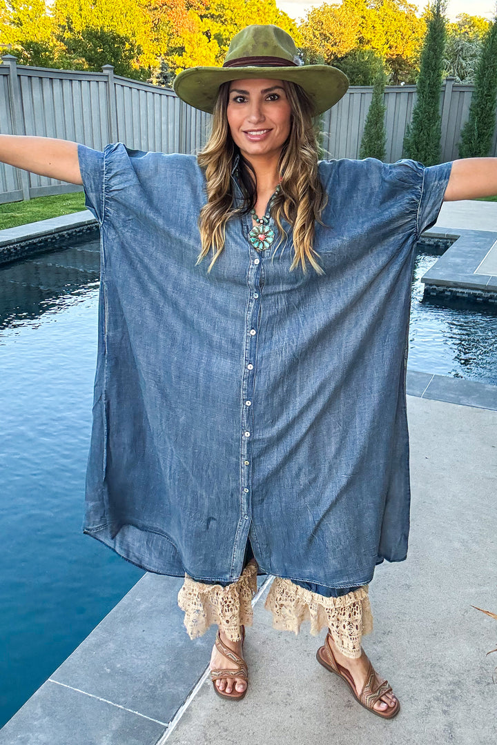 Morning Meadow Oversized Dress - Chambray