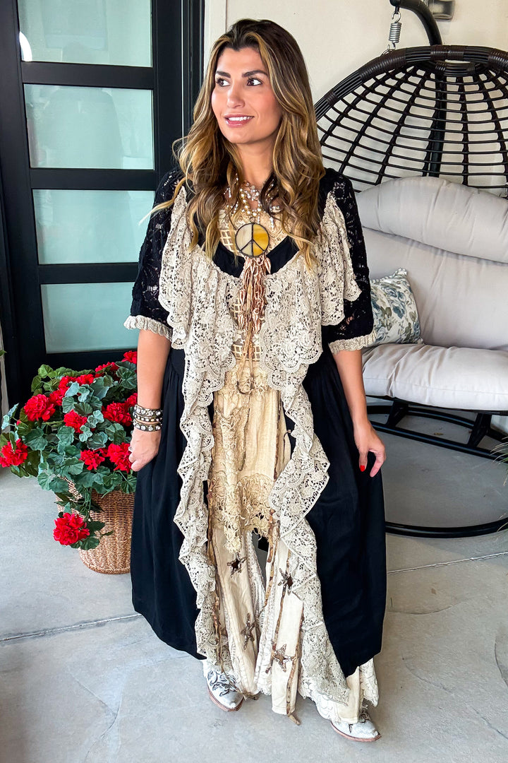 Echo in Lace Duster - Black - 100% Cotton
