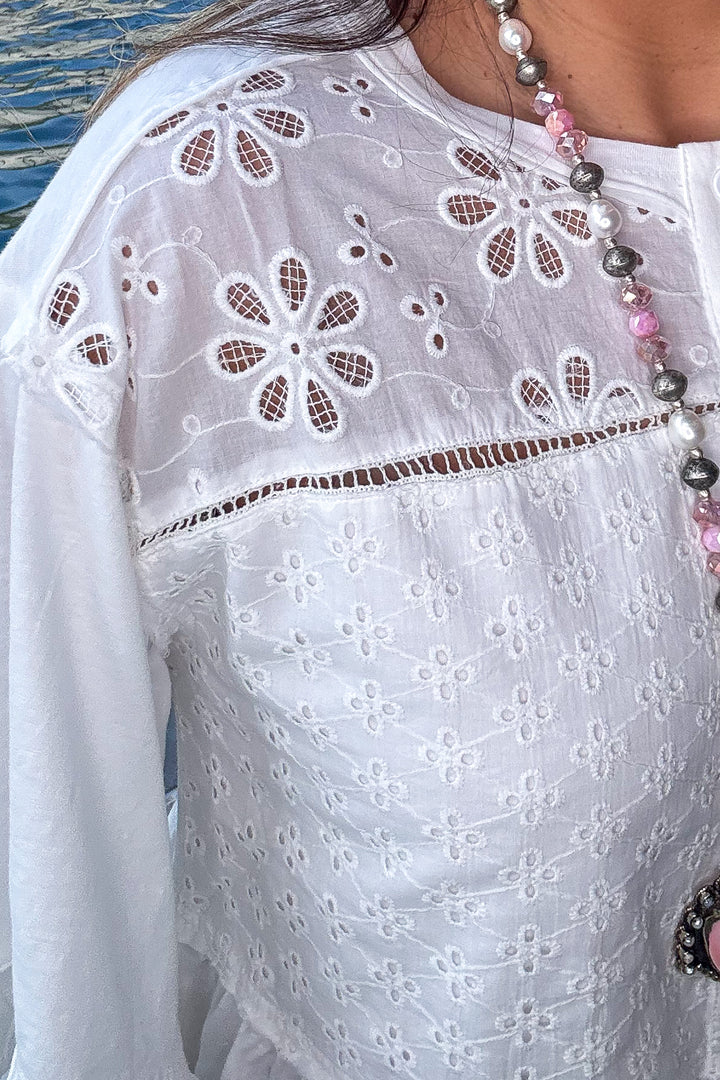 PRE ORDER: Garden Veil Eyelet Top - 100% Cotton -White