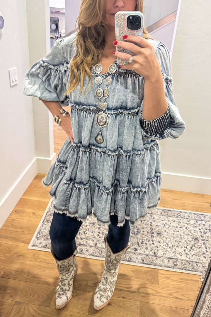 PRE ORDER: Stone Washed And Ready Tunic/Dress - Denim Dress
