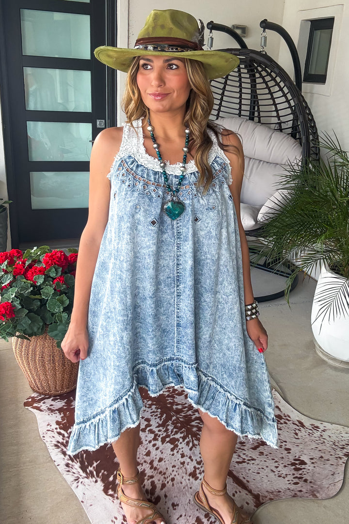 Seabreeze Story Dress - 100% Cotton - Denim