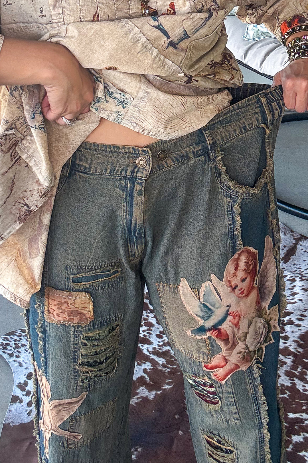 Angel Patchwork Jeans - 100% Cotton