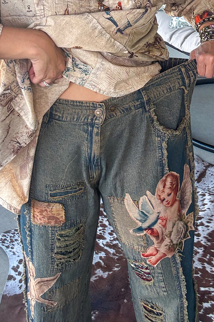 Angel Patchwork Jeans - 100% Cotton