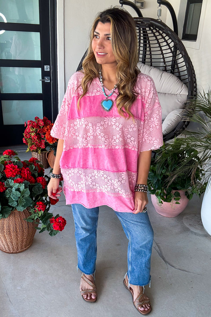 Moonwashed Lace Tunic - 100% Cotton - Bubblegum