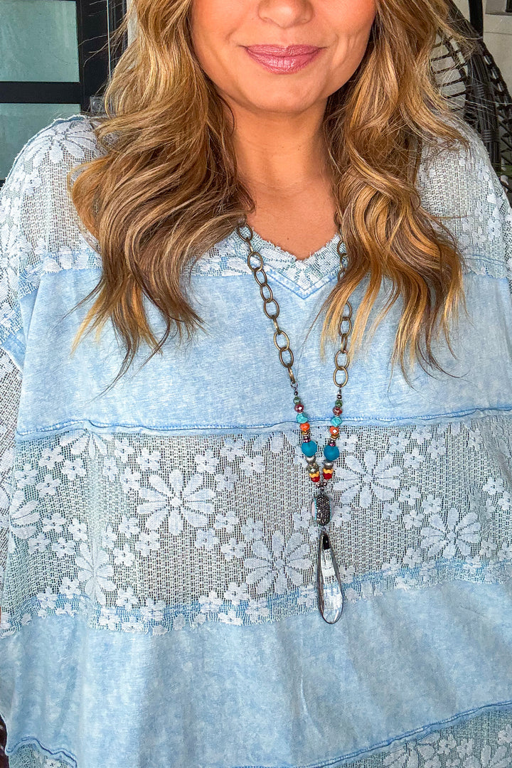 PRE ORDER: Moonwashed Lace Tunic - 100% Cotton - Blue