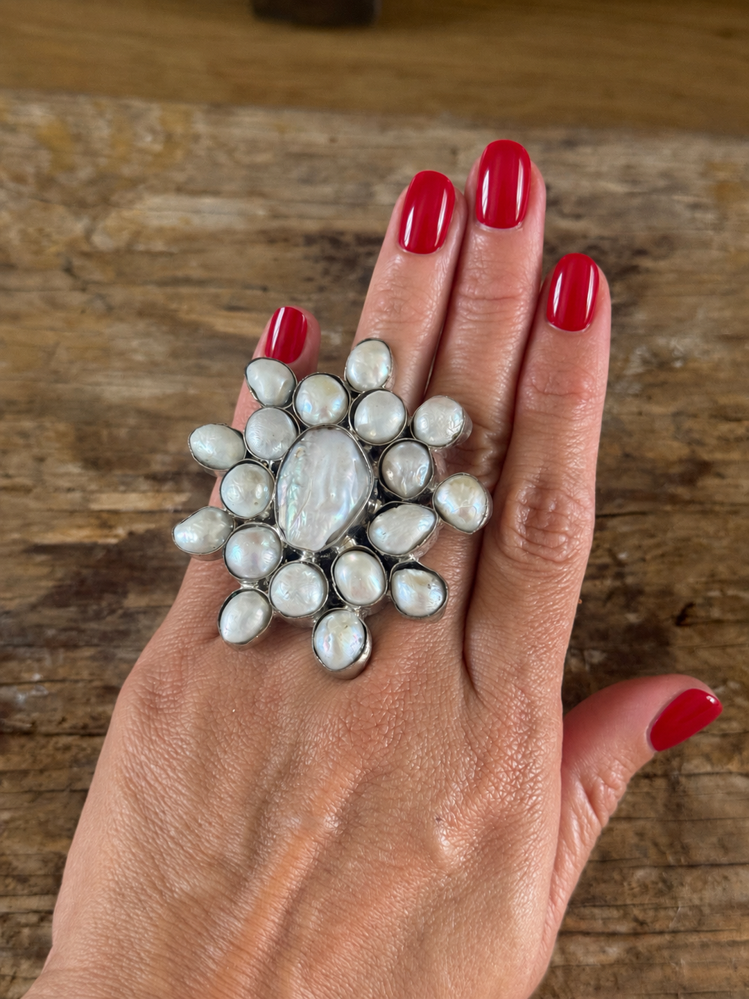 Real Baroque Pearl Ring - Silver Plated