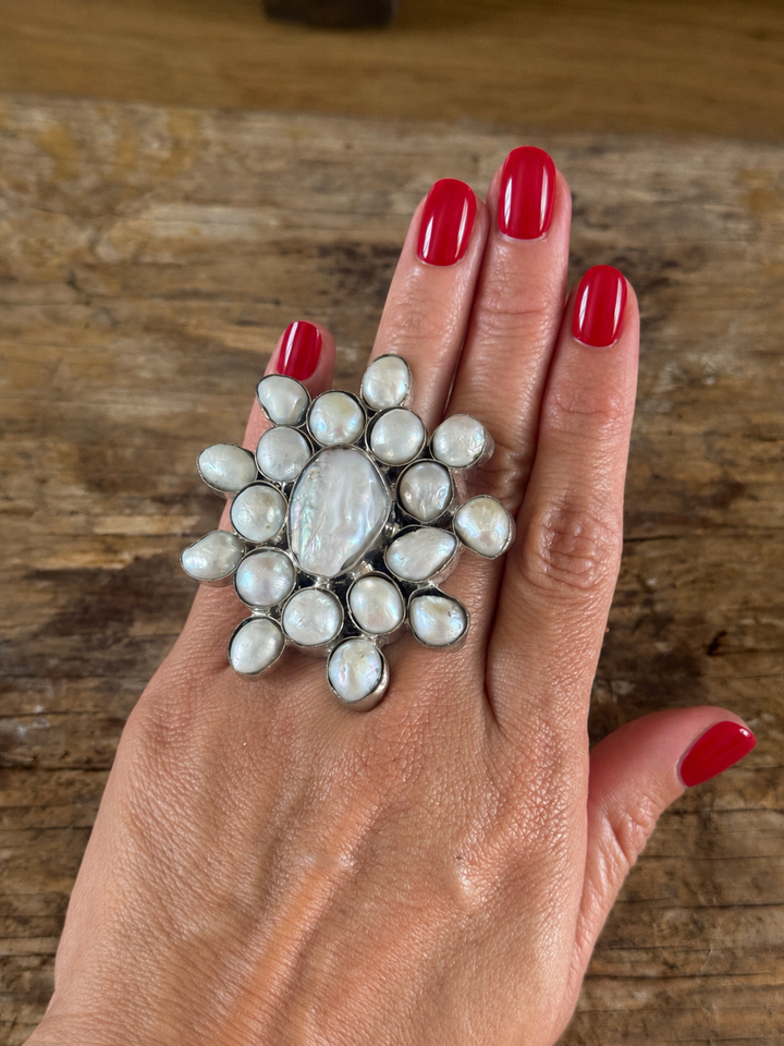 Real Baroque Pearl Ring - Silver Plated