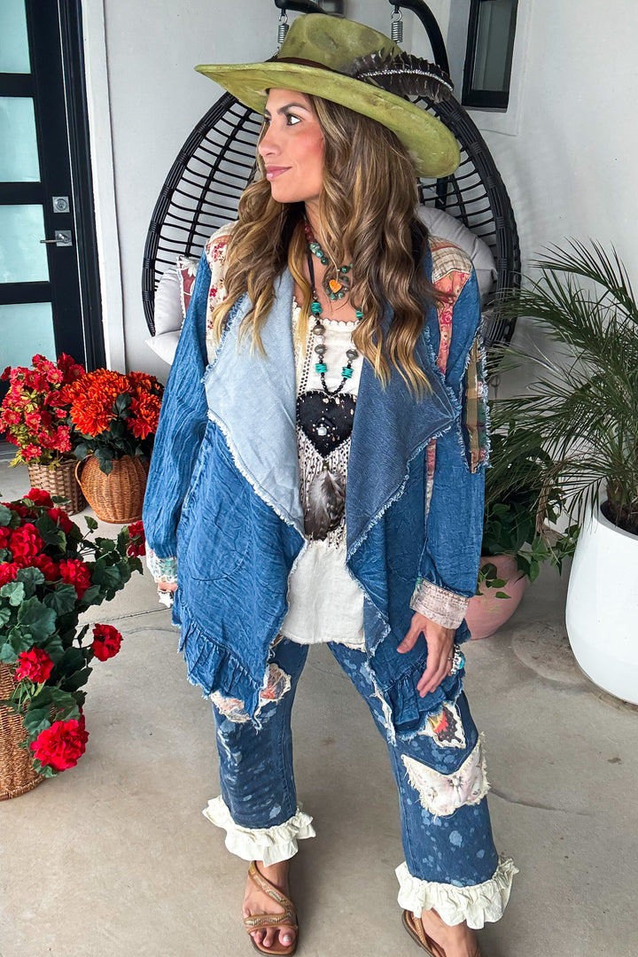 Quilted With Love Denim Cardigan - 100% COTTON