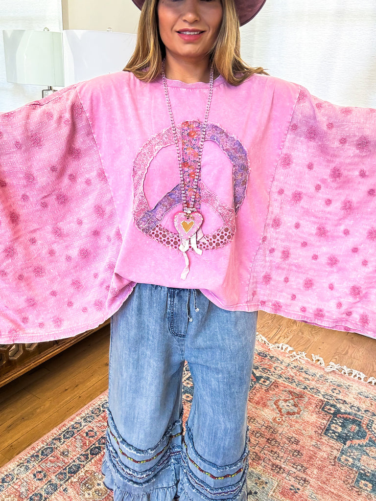 Peace, Love & Harmony Tunic - 100% Cotton -  Rose