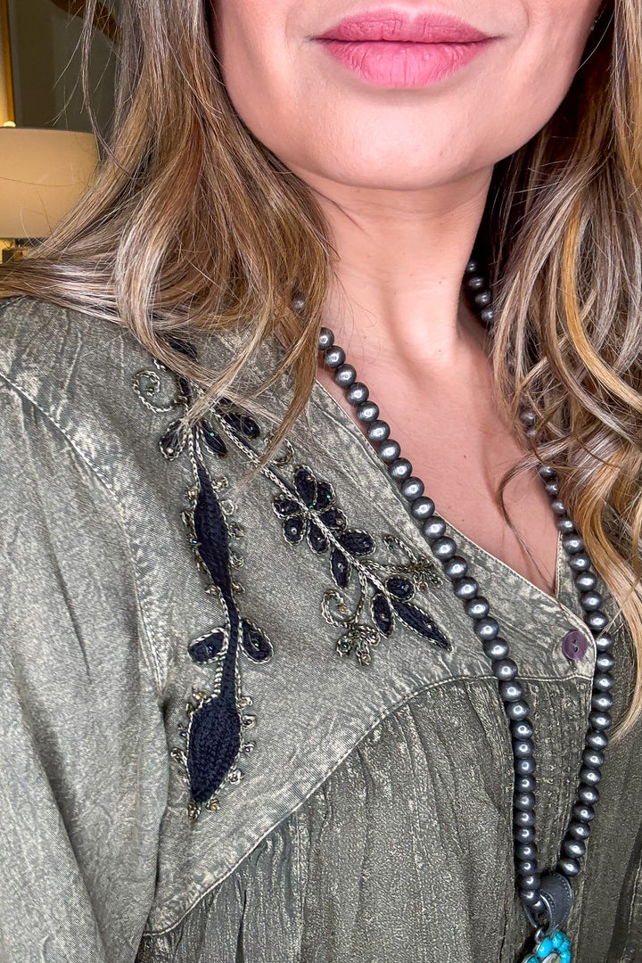 So In Love Blouse - Gravel
