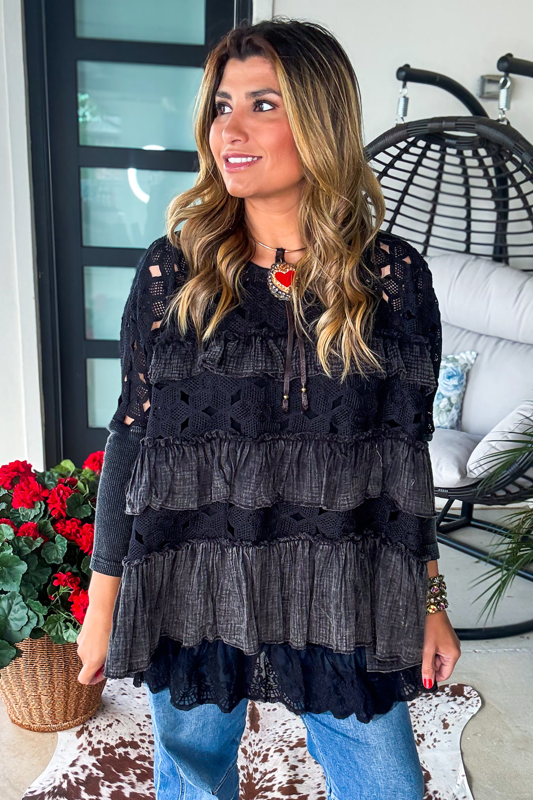 PRE ORDER: Gypsy Breeze Sheer Oversized Top - Black