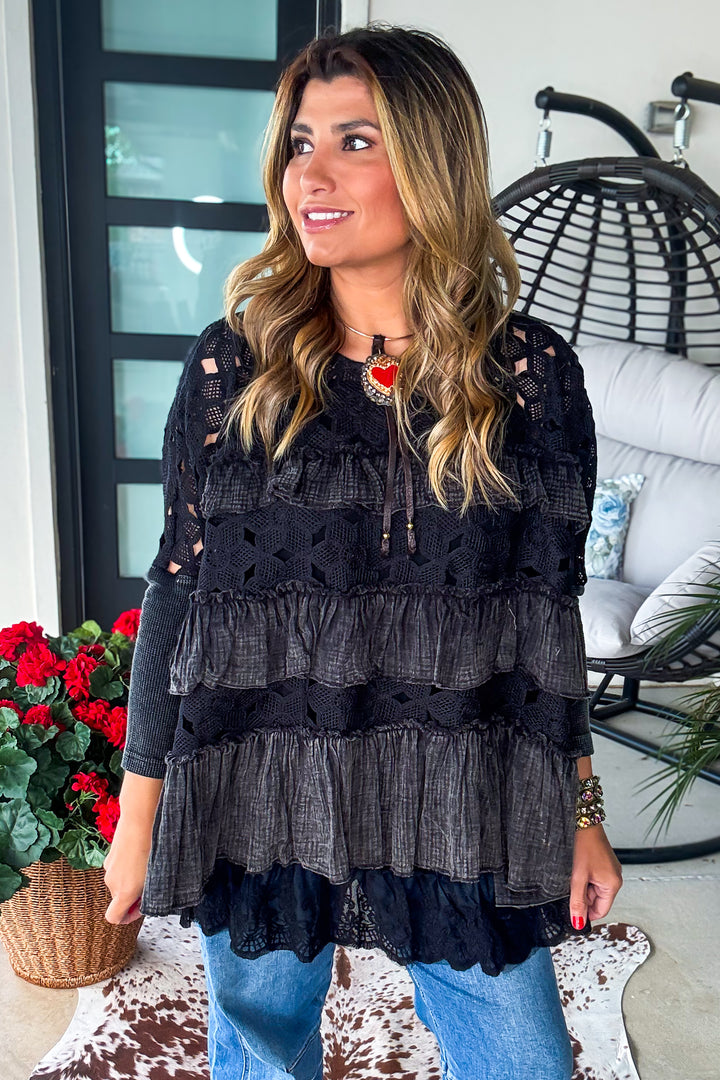 PRE ORDER: Gypsy Breeze Sheer Oversized Top - Black