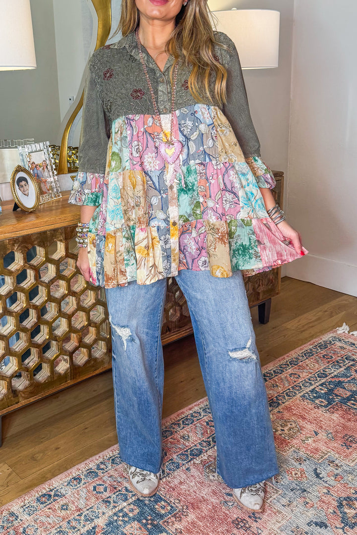 Getaway Garden Blouse - Gravel