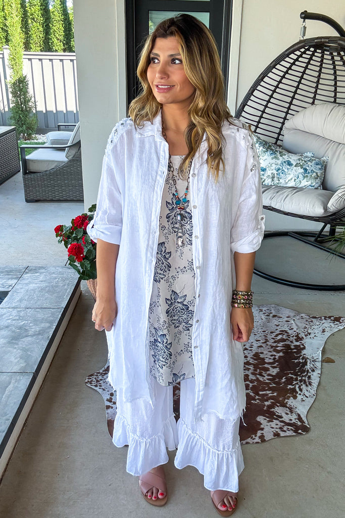 Making Dreams Dress/Duster - Made In Italy - White - 100% Linen