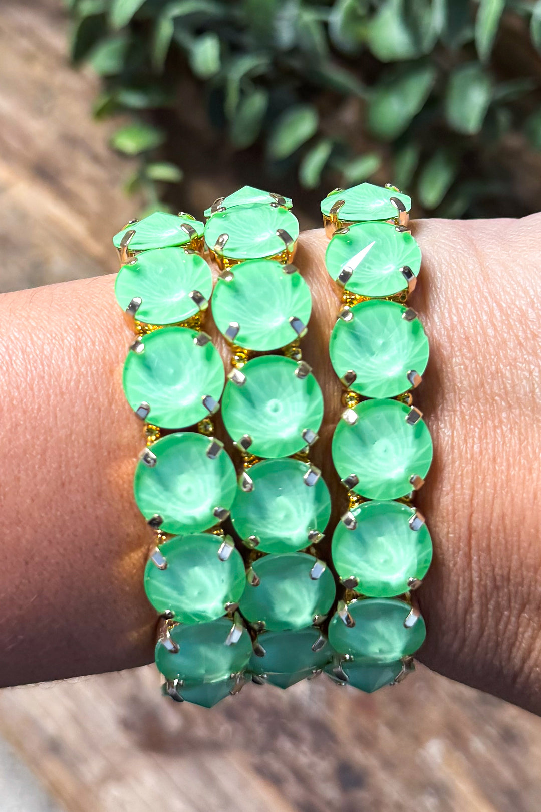 WAFA - Austrian Crystal Stretch Bracelet- Mint (Each Sold Separately)